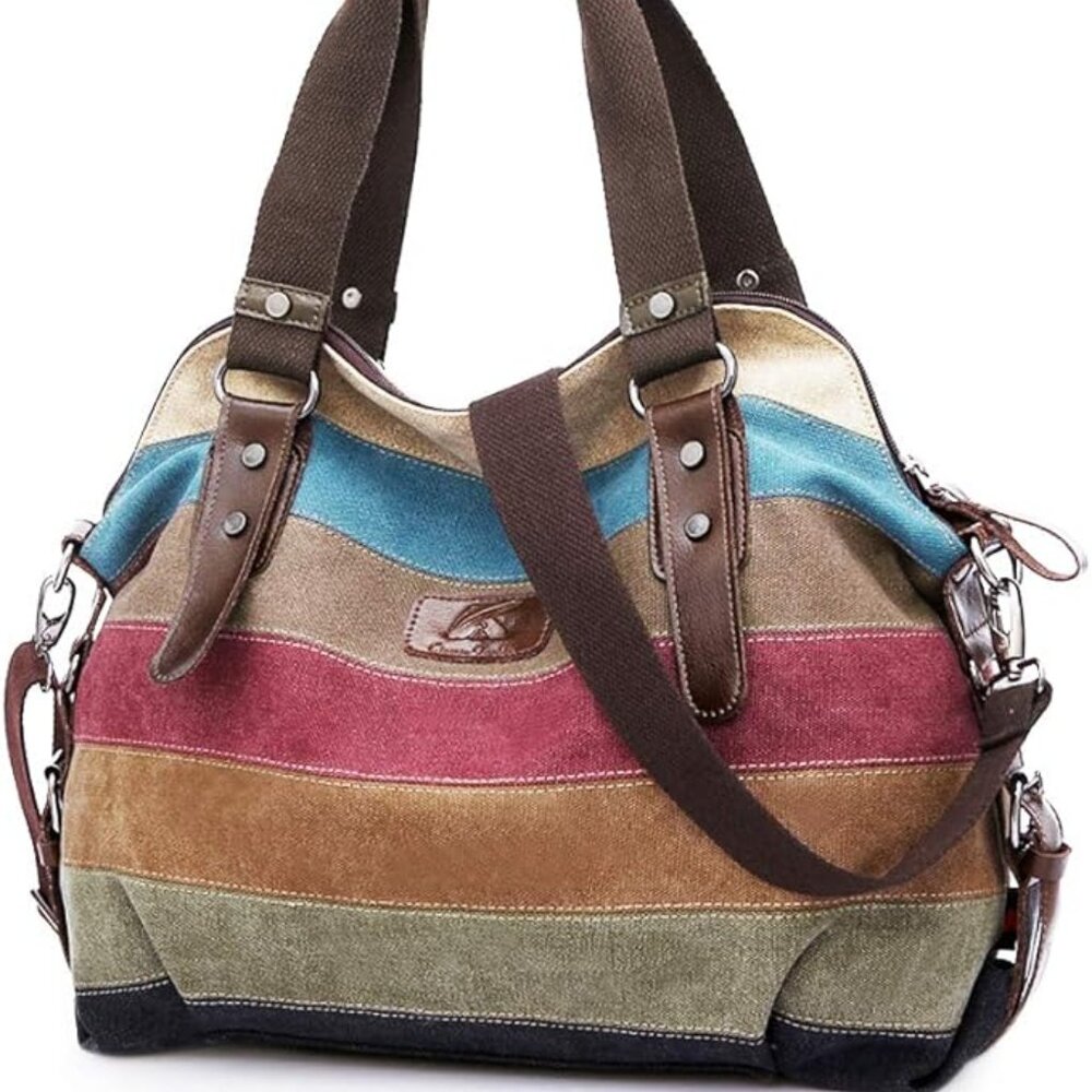 Women's Bag Purse Cotton Striped Boho Crossbody Multi Color Casual